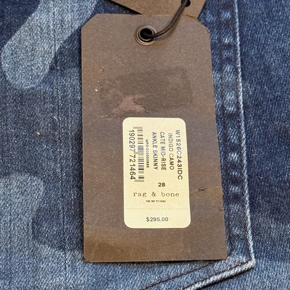 Rag & Bone Cate Mid Rise Ankle Skinny Jeans Women's Size 28 Blue Camo - Picture 15 of 16